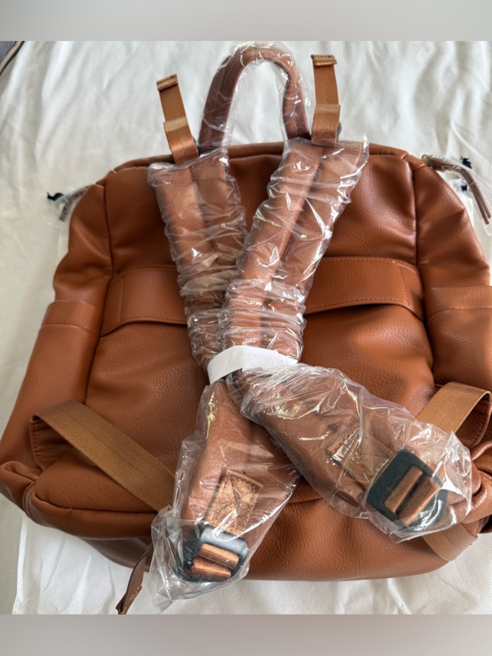 Brown Leather Backpack - Women's Bag - Picture 4 of 7